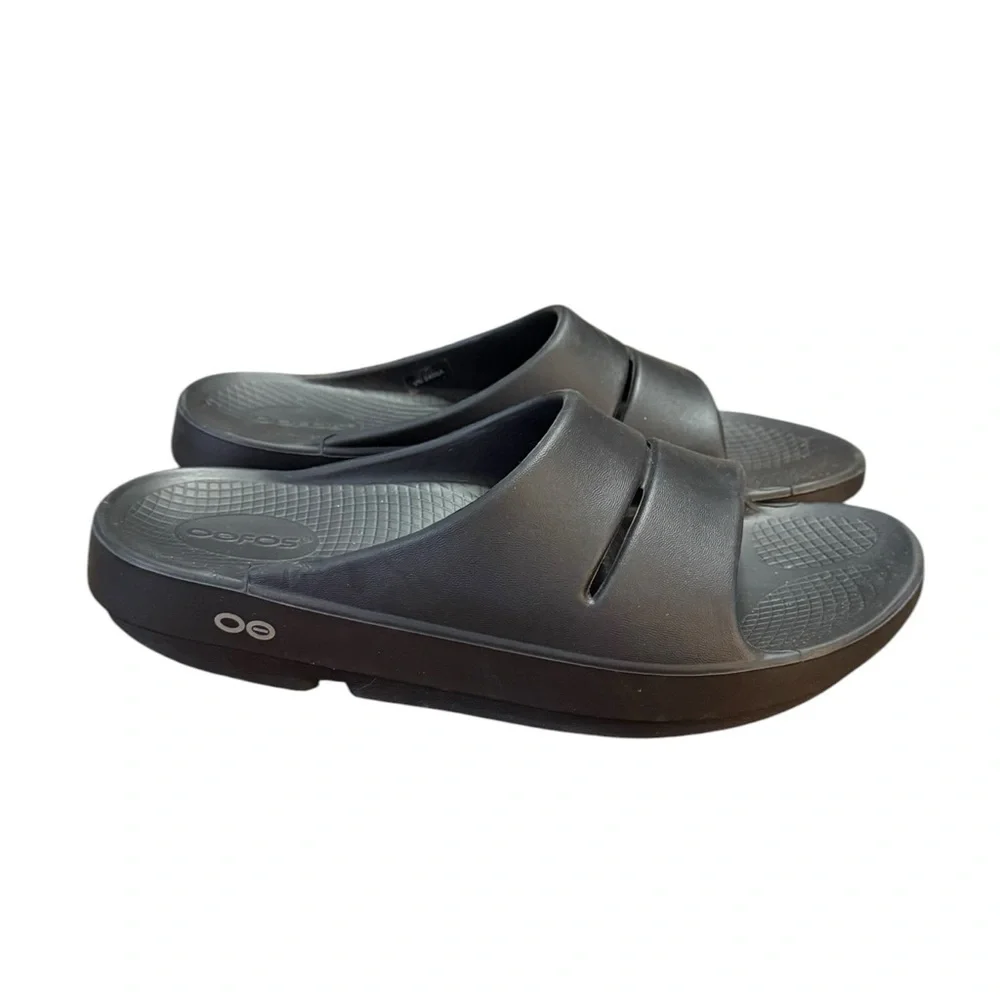 OOFOS OOahh Recovery Slide Sandals Women’s Size 8 Men’s Size 6 Black - Picture 1 of 8
